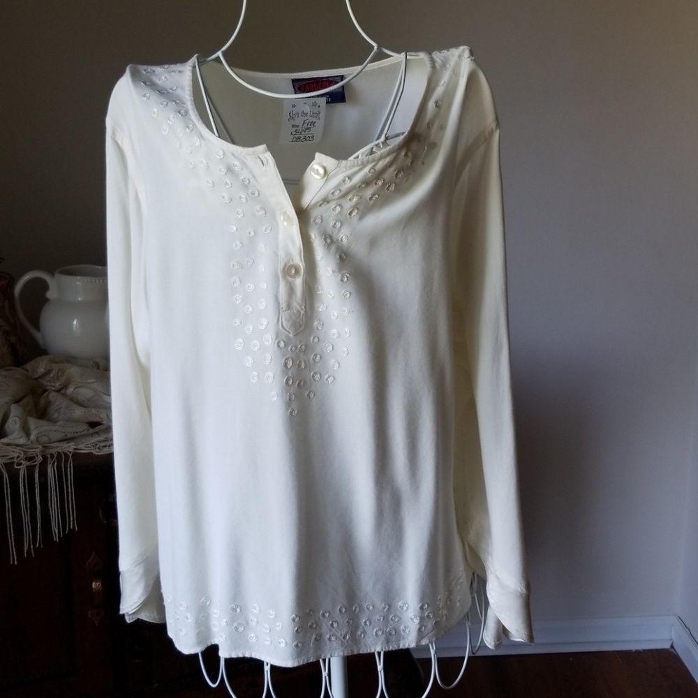 Ivory Rayon Pheasant Blouse